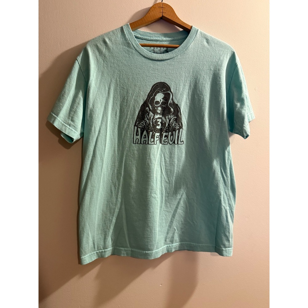 Half Evil 333 Reaper Graphic T-Shirt Mens Large Aqua Blue Streetwear Tee
